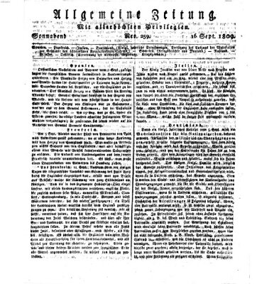 Allgemeine Zeitung Samstag 16. September 1809