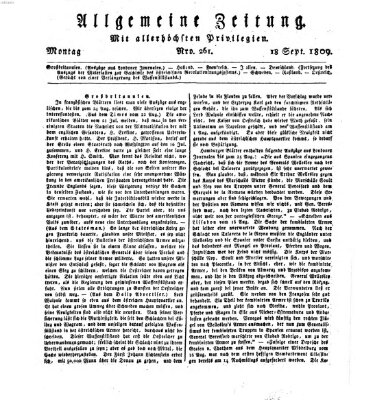 Allgemeine Zeitung Montag 18. September 1809