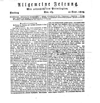 Allgemeine Zeitung Freitag 22. September 1809