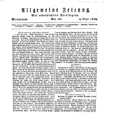 Allgemeine Zeitung Samstag 23. September 1809