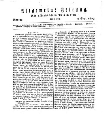 Allgemeine Zeitung Monday 25. September 1809