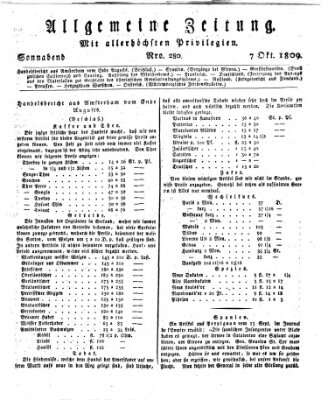 Allgemeine Zeitung Samstag 7. Oktober 1809