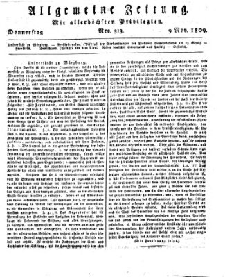 Allgemeine Zeitung Donnerstag 9. November 1809