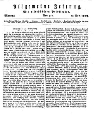 Allgemeine Zeitung Montag 13. November 1809