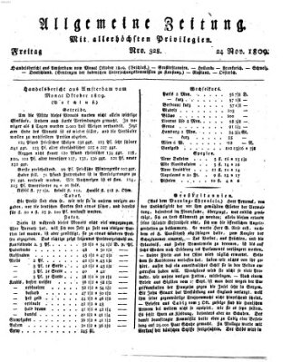 Allgemeine Zeitung Freitag 24. November 1809