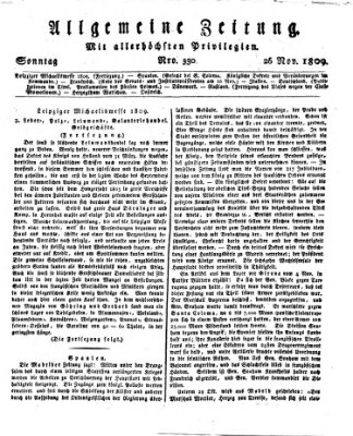 Allgemeine Zeitung Sonntag 26. November 1809