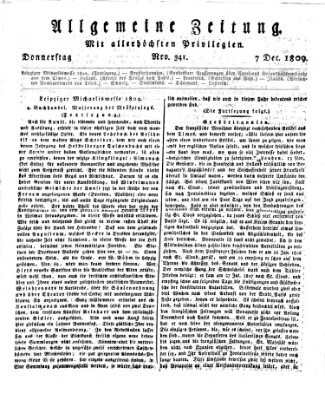 Allgemeine Zeitung Donnerstag 7. Dezember 1809