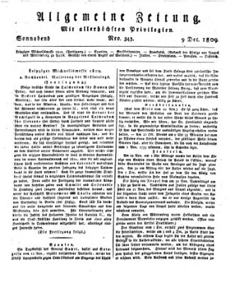 Allgemeine Zeitung Samstag 9. Dezember 1809