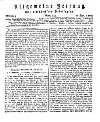 Allgemeine Zeitung Montag 11. Dezember 1809