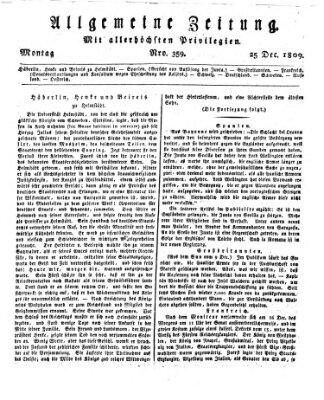 Allgemeine Zeitung Montag 25. Dezember 1809