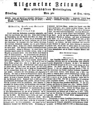 Allgemeine Zeitung Dienstag 26. Dezember 1809