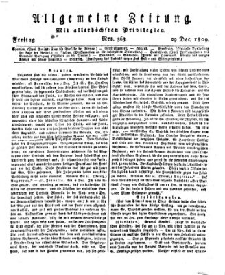 Allgemeine Zeitung Freitag 29. Dezember 1809