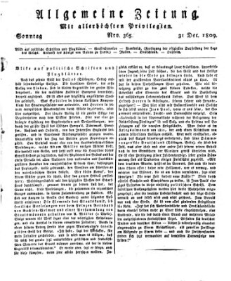 Allgemeine Zeitung Sonntag 31. Dezember 1809