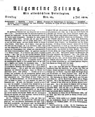 Allgemeine Zeitung Dienstag 3. Juli 1810