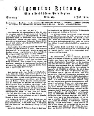 Allgemeine Zeitung Sonntag 8. Juli 1810