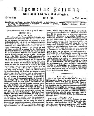 Allgemeine Zeitung Dienstag 10. Juli 1810