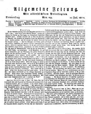 Allgemeine Zeitung Donnerstag 12. Juli 1810