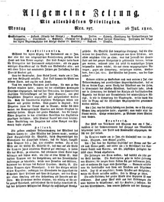 Allgemeine Zeitung Montag 16. Juli 1810