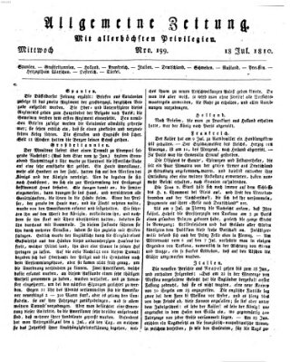 Allgemeine Zeitung Mittwoch 18. Juli 1810