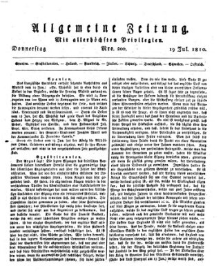 Allgemeine Zeitung Donnerstag 19. Juli 1810