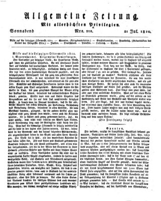 Allgemeine Zeitung Samstag 21. Juli 1810