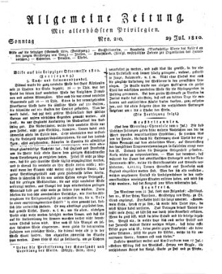 Allgemeine Zeitung Sonntag 29. Juli 1810