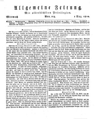 Allgemeine Zeitung Mittwoch 1. August 1810