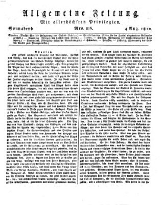 Allgemeine Zeitung Samstag 4. August 1810