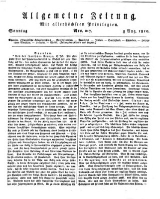 Allgemeine Zeitung Sonntag 5. August 1810