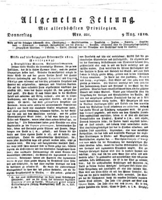 Allgemeine Zeitung Donnerstag 9. August 1810