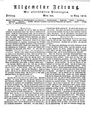 Allgemeine Zeitung Freitag 10. August 1810