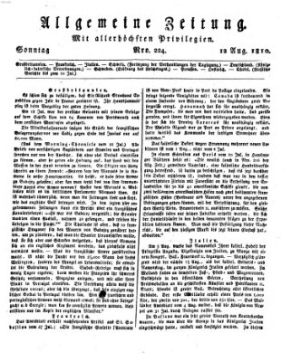 Allgemeine Zeitung Sonntag 12. August 1810