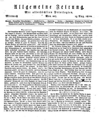 Allgemeine Zeitung Mittwoch 15. August 1810