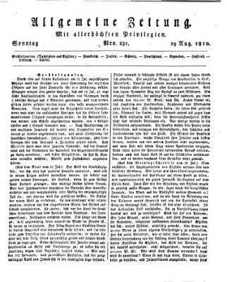 Allgemeine Zeitung Sonntag 19. August 1810