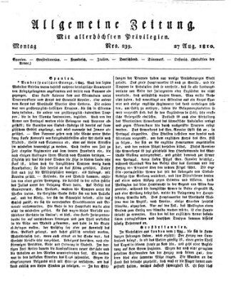 Allgemeine Zeitung Montag 27. August 1810