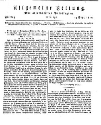 Allgemeine Zeitung Freitag 14. September 1810