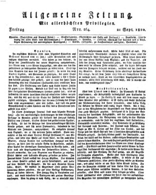 Allgemeine Zeitung Freitag 21. September 1810