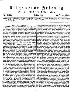 Allgemeine Zeitung Sonntag 23. September 1810