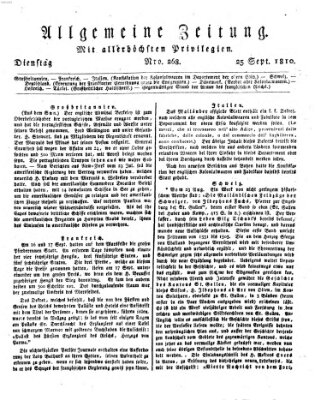 Allgemeine Zeitung Dienstag 25. September 1810