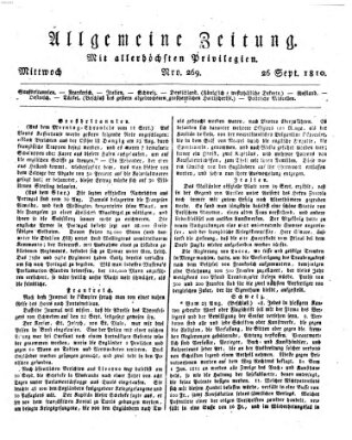 Allgemeine Zeitung Mittwoch 26. September 1810