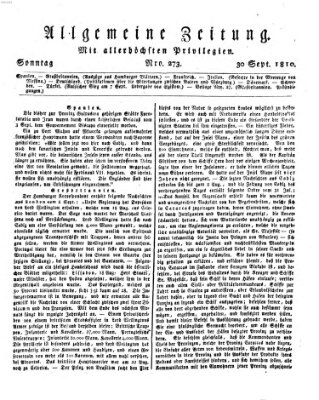 Allgemeine Zeitung Sonntag 30. September 1810