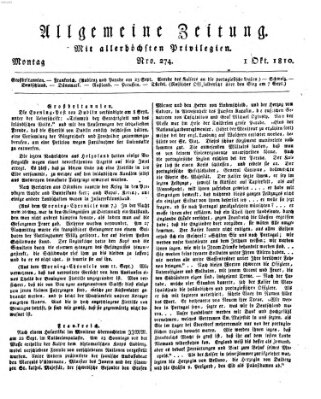 Allgemeine Zeitung Montag 1. Oktober 1810