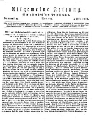 Allgemeine Zeitung Donnerstag 4. Oktober 1810