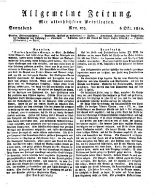 Allgemeine Zeitung Samstag 6. Oktober 1810