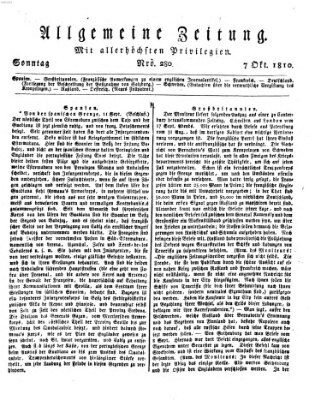 Allgemeine Zeitung Sonntag 7. Oktober 1810