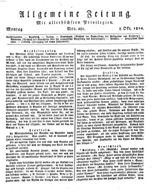 Allgemeine Zeitung Montag 8. Oktober 1810