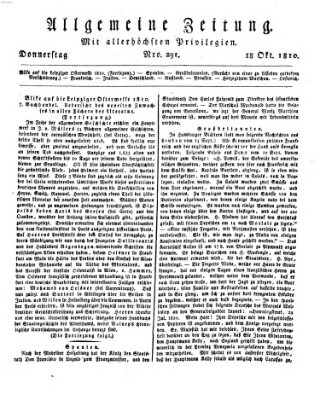 Allgemeine Zeitung Donnerstag 18. Oktober 1810