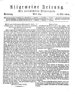 Allgemeine Zeitung Sonntag 21. Oktober 1810