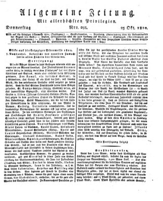 Allgemeine Zeitung Donnerstag 25. Oktober 1810