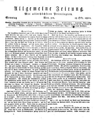 Allgemeine Zeitung Sonntag 28. Oktober 1810